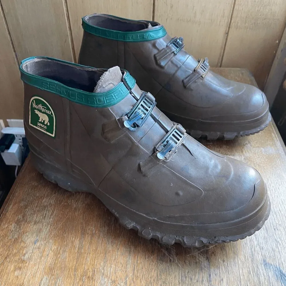 VTG Servus Northerner Rubber Boots USA Buckle Galosh Overshoe Chunky